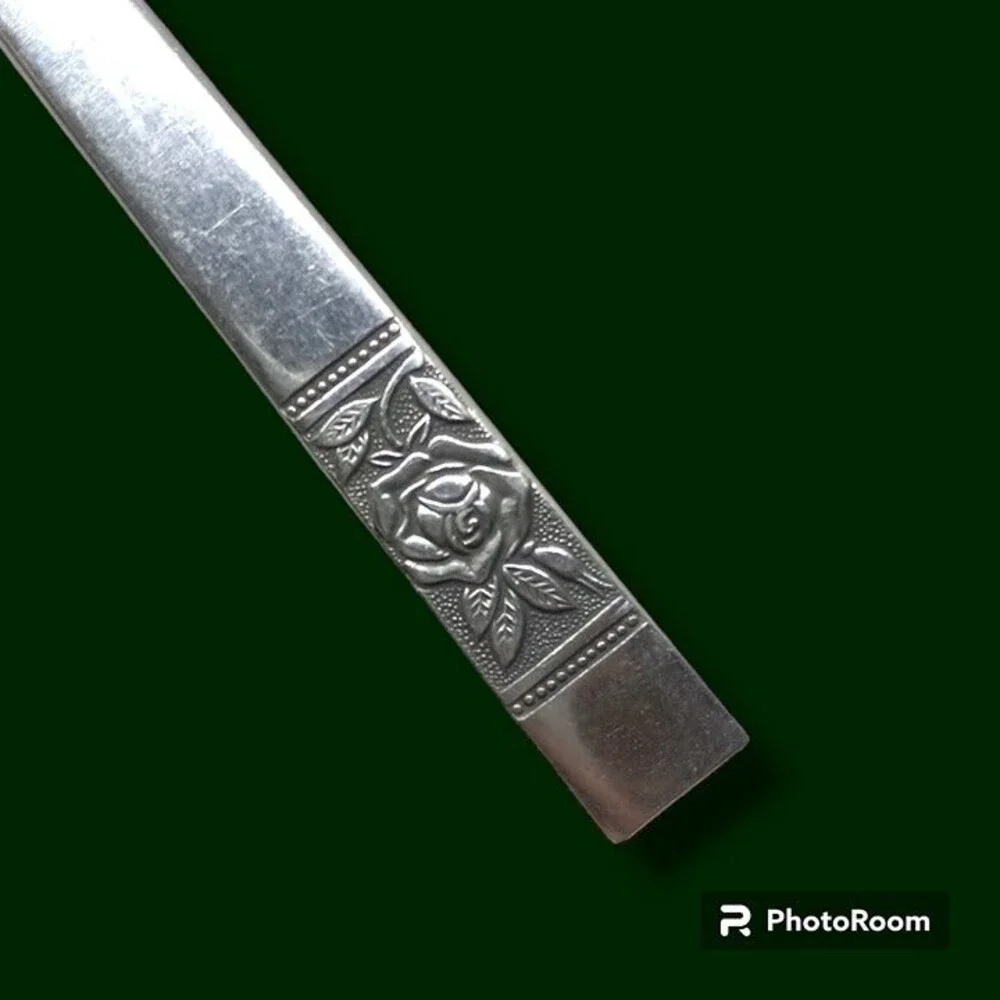 National Stainless Japan Laureen Modern Solid Knife-Black Accent-Roses-Vintage